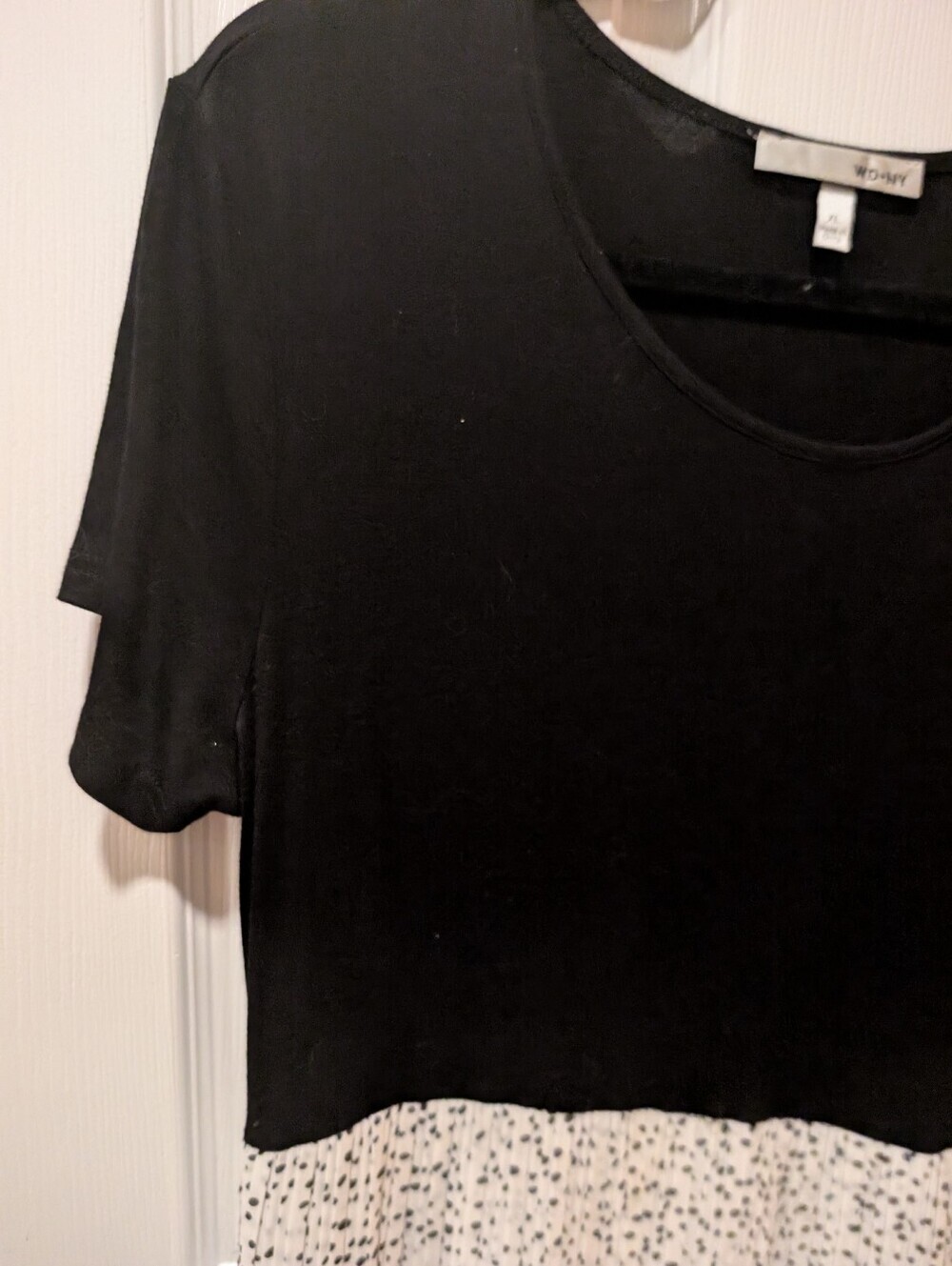 WD.NY Black & White Chiffon Dress Size XL - Picture 2 of 9